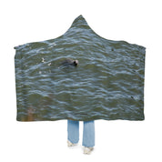 Cozy Hooded Blanket with Seal in Ocean Print