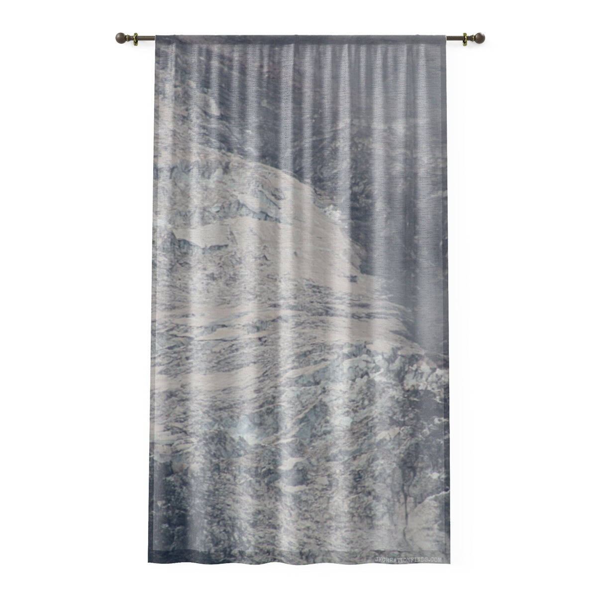 Glacier Window Curtain, Frozen Landscape Drapes, Mountain Range Decor, Abstract Scenic Curtains, Grey Nature Art, Modern Window Coverings