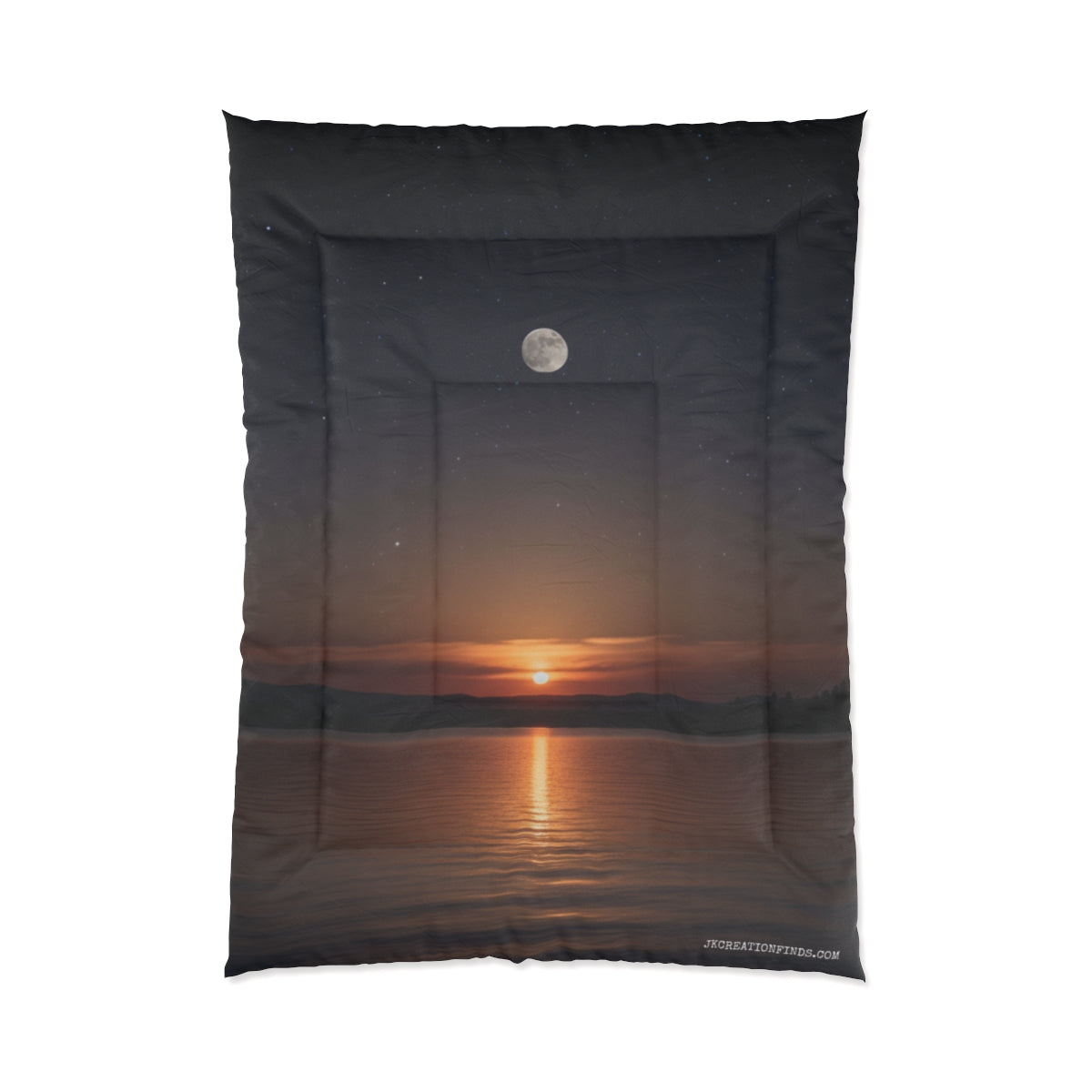 Moonlit Sunset Over Tranquil Lake Scene Blanket