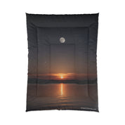 Moonlit Sunset Over Tranquil Lake Scene Blanket
