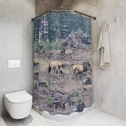 Elk in Forest Scene Bathroom Shower Curtain