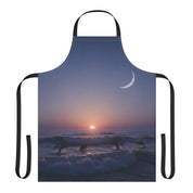 Sunset Moon Ocean View Apron with Dolphins Design
