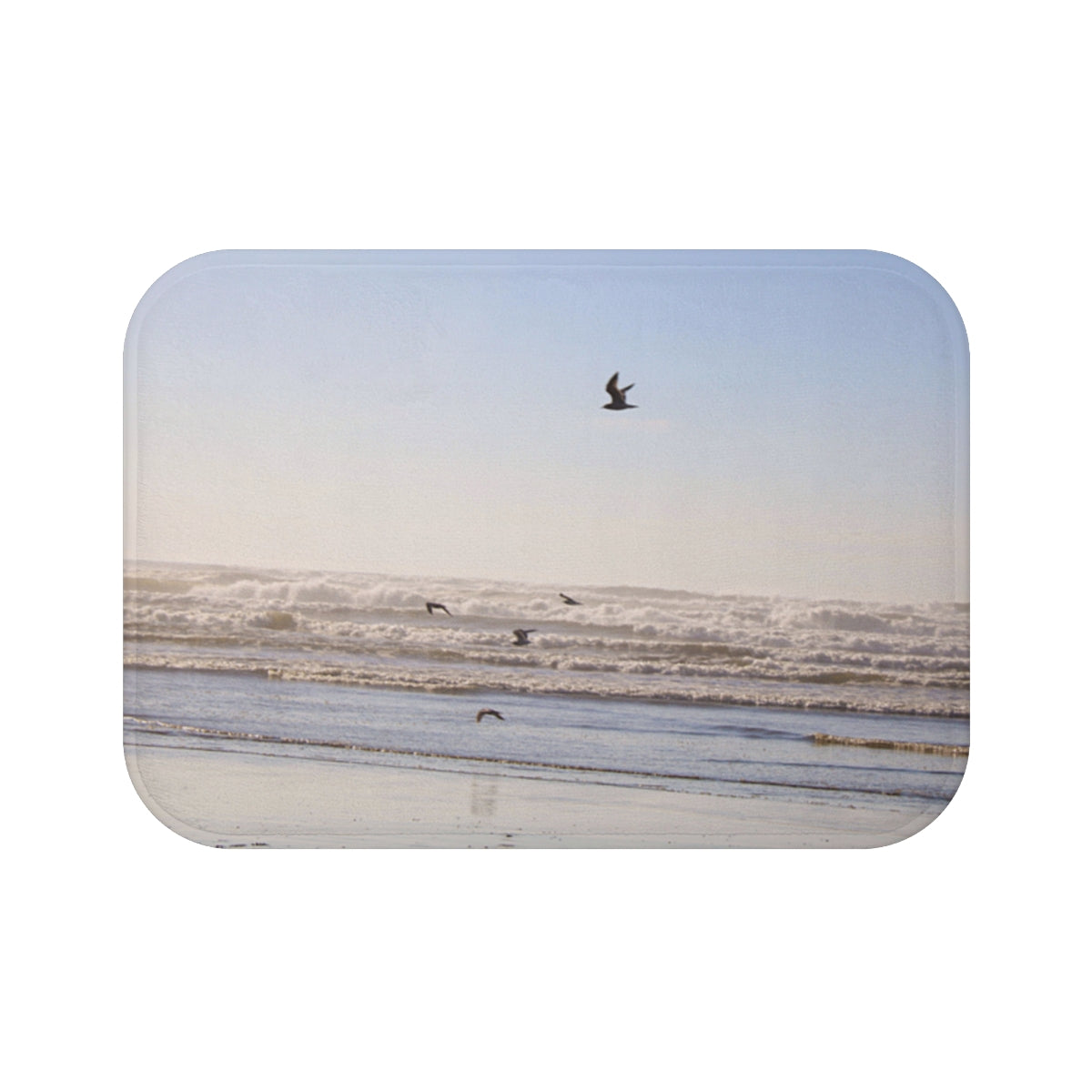 Ocean Waves and Soaring Birds Bath Mat