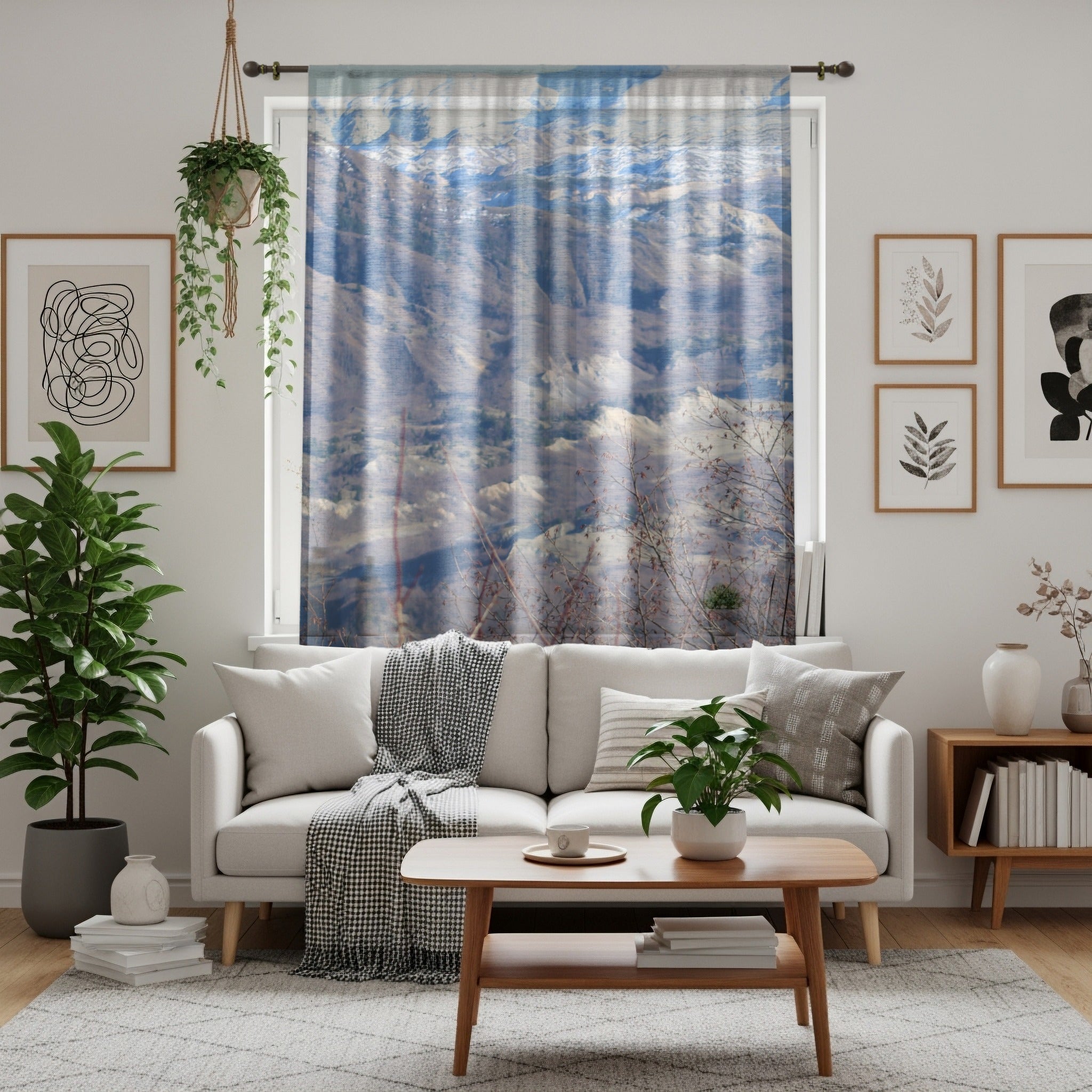 Mountain View Window Curtain, Snowy Peaks Curtains, Nature Scene Drapes, Scenic Landscape Window Treatment, Home Decor Curtains
