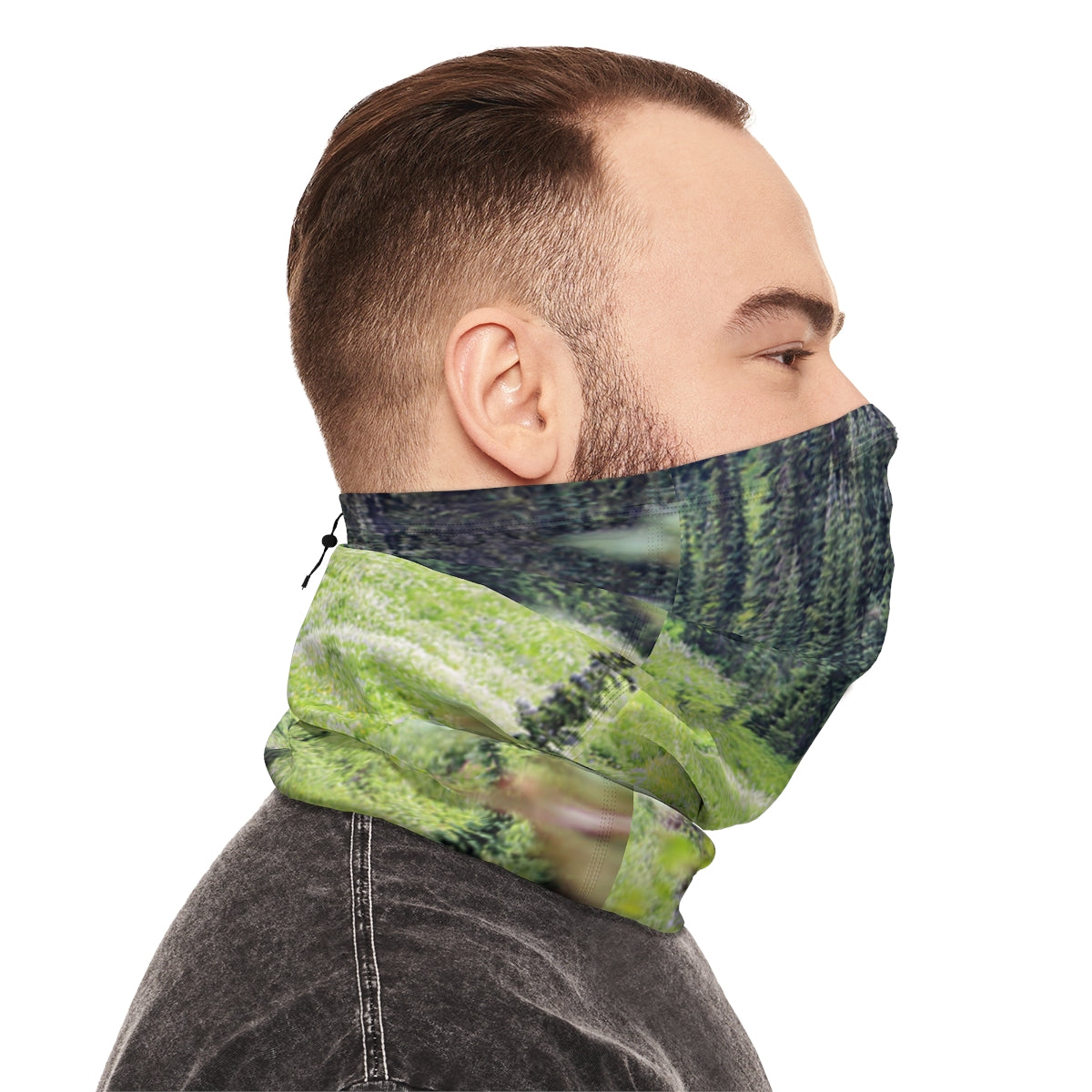 Green and Black Forest Pattern Neck Gaiter Face Covering