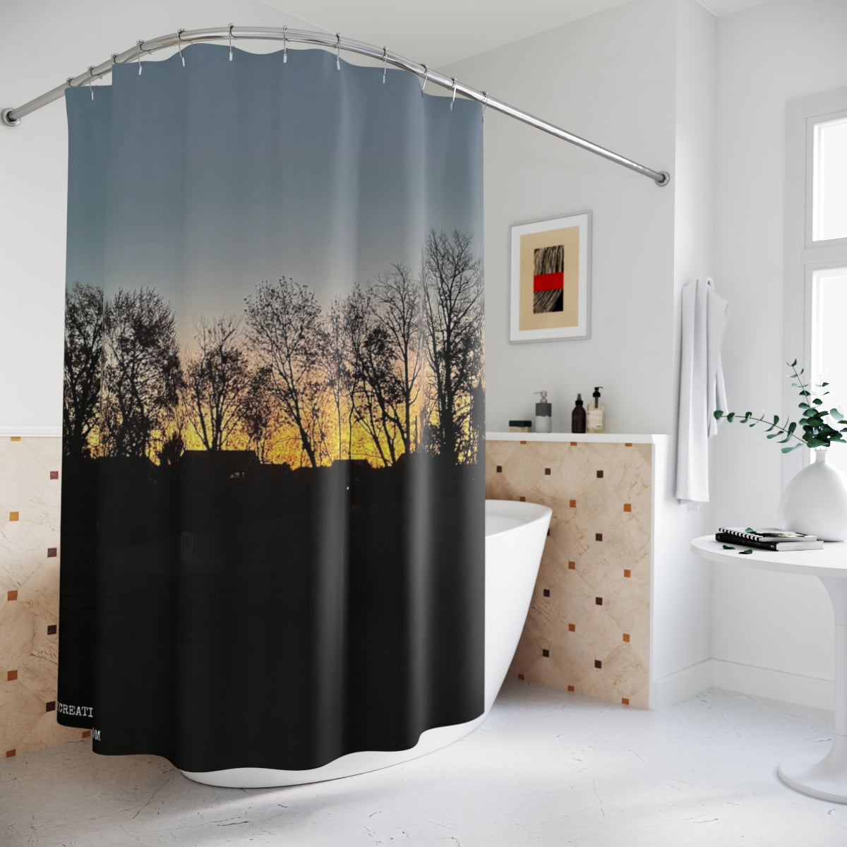 Sunset Silhouette Landscape Scene Shower Curtain