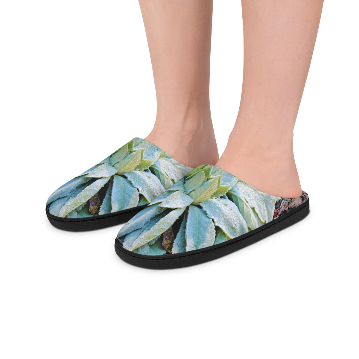 Green Leaves Pattern Cozy Indoor Slippers Product