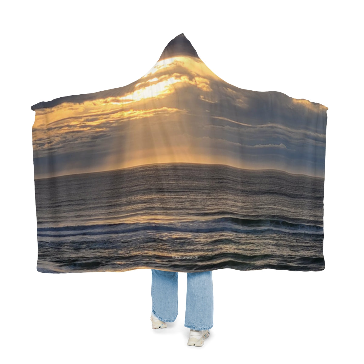 Stunning Sunset Over Ocean Scene Hooded Blanket