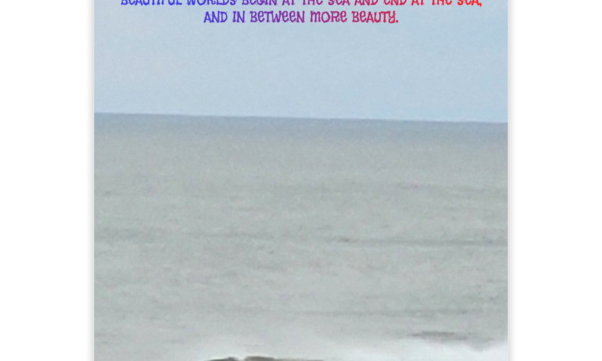 Quote about the sea and beauty over a calm ocean landscape.