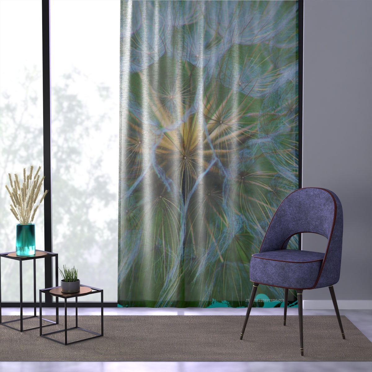 Dandelion Seed Window Curtain, Floral Print Curtain, Abstract Home Decor, Nature Inspired Window Covering, Botanical Curtain, Modern Art