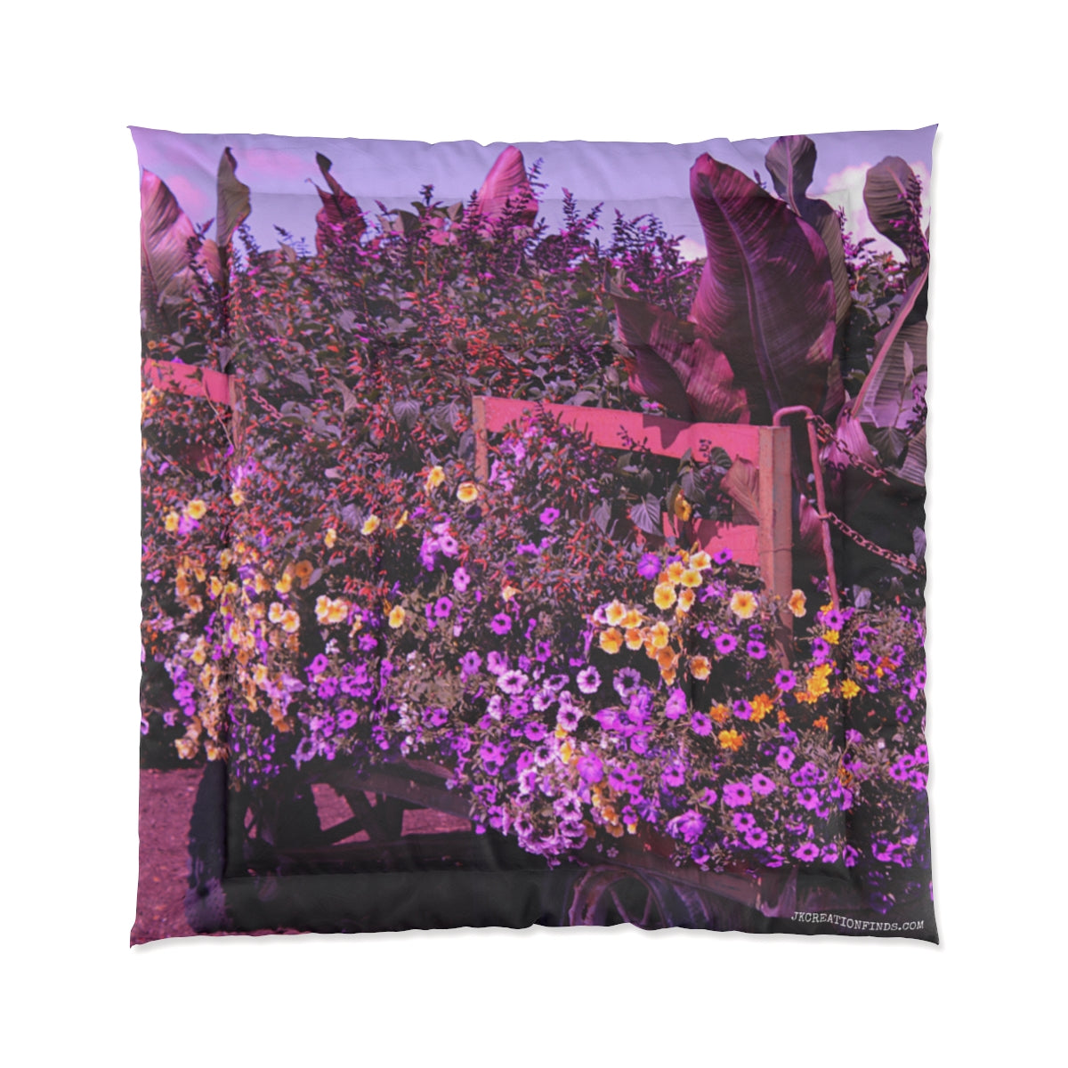 Vibrant Floral Garden Scene Decorative Pillow
