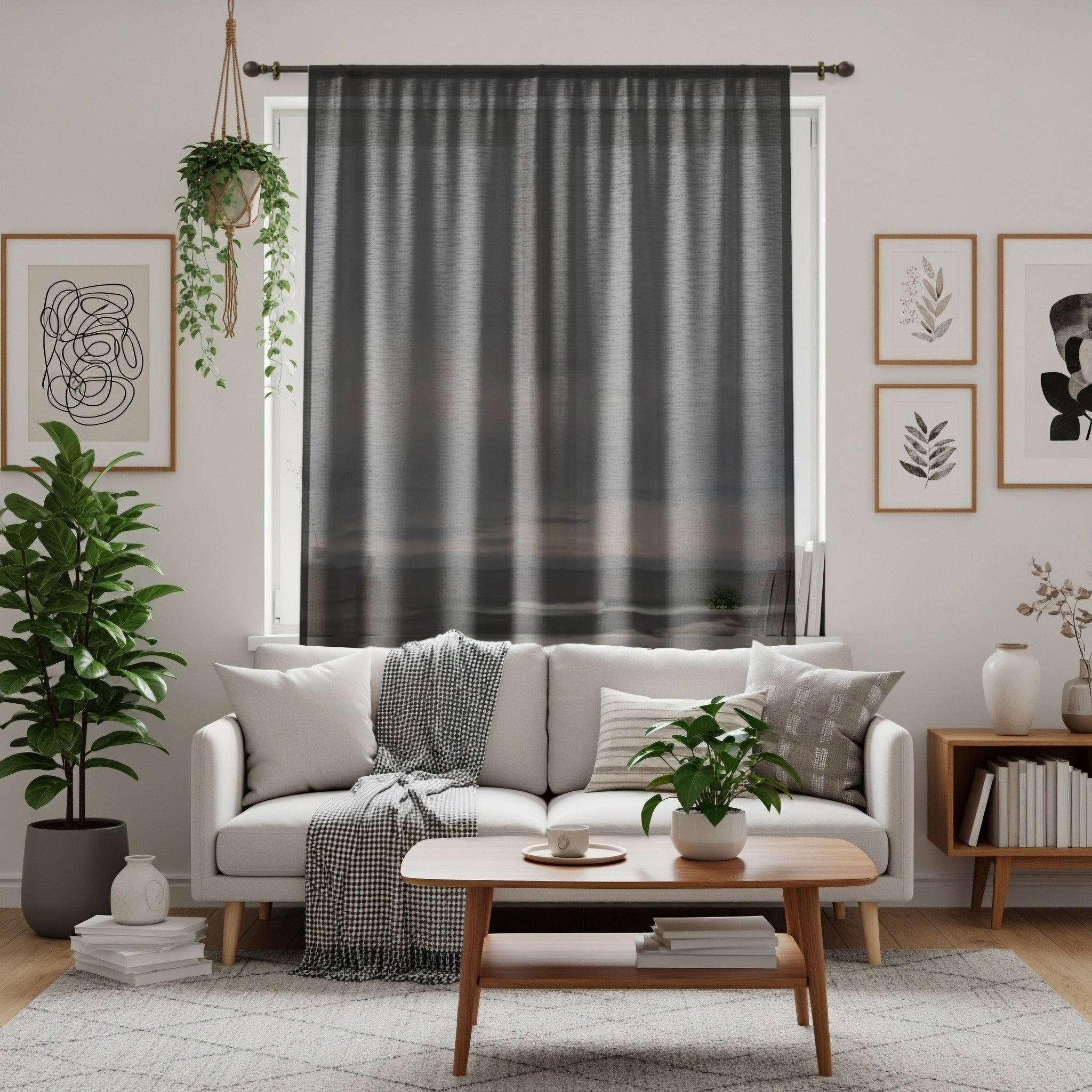 Modern Living Room with Blackout Curtain Decor