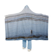 Coastal Scene Printed Hooded Blanket with Seagull Design