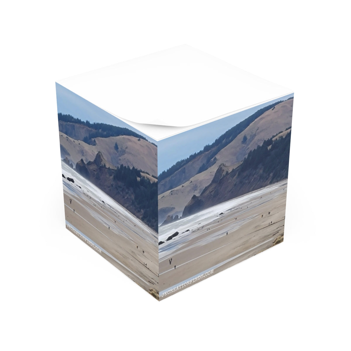 Scenic Ocean View with Mountain Background Note Cube