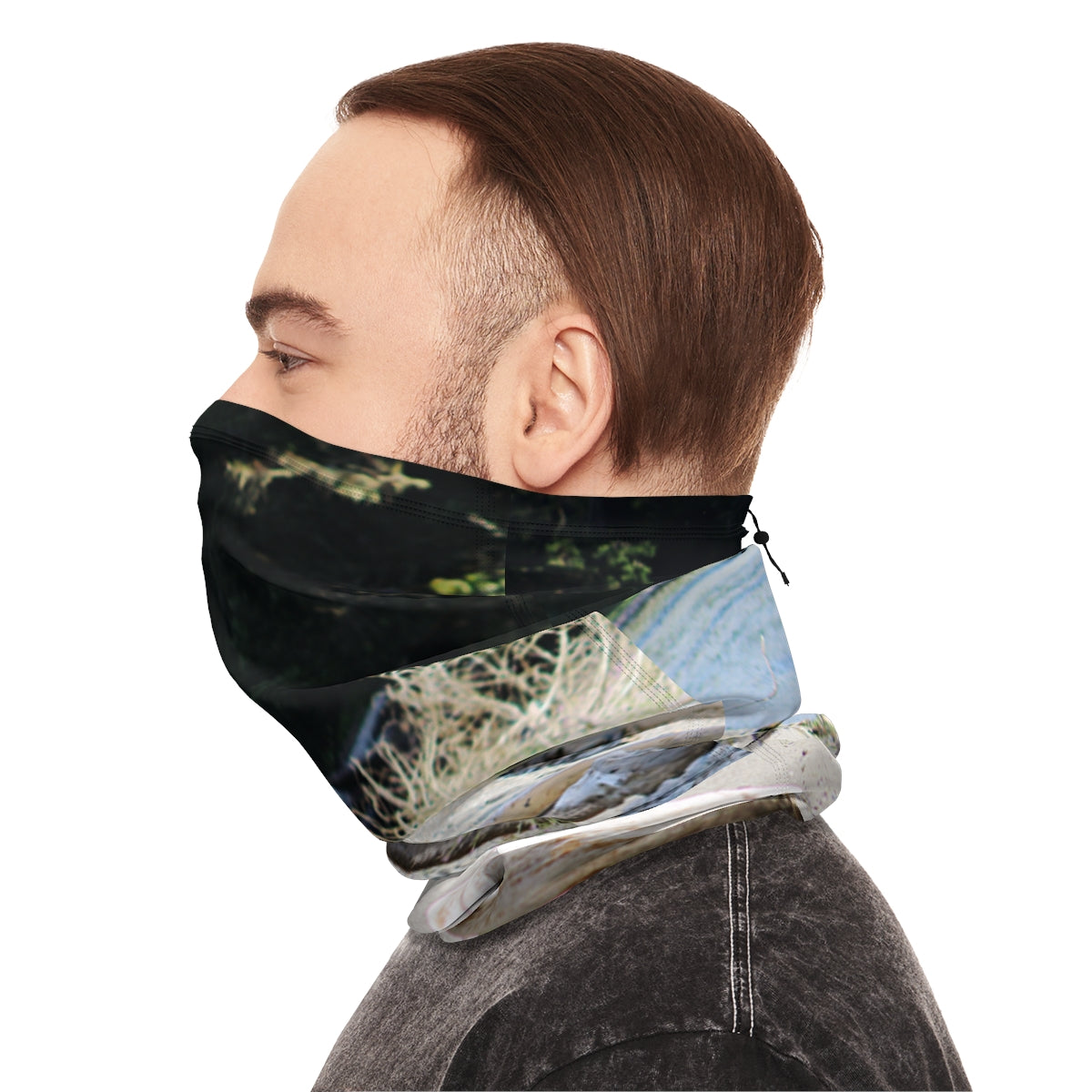 Forest and Waterfall Design Versatile Neck Gaiter
