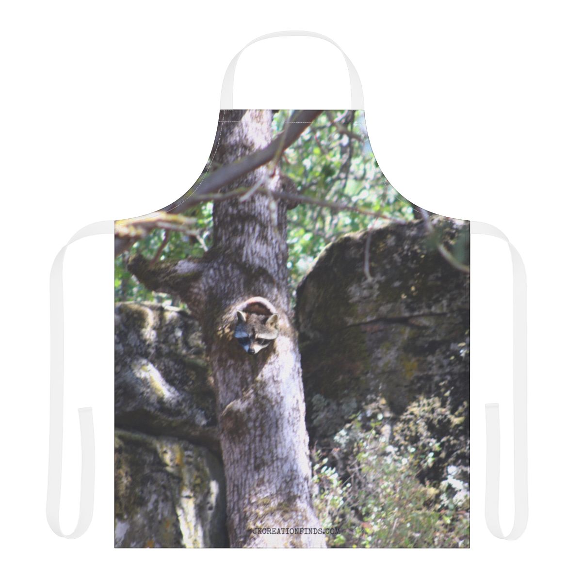 Raccoon Peeking Out from Tree Hole Design Apron