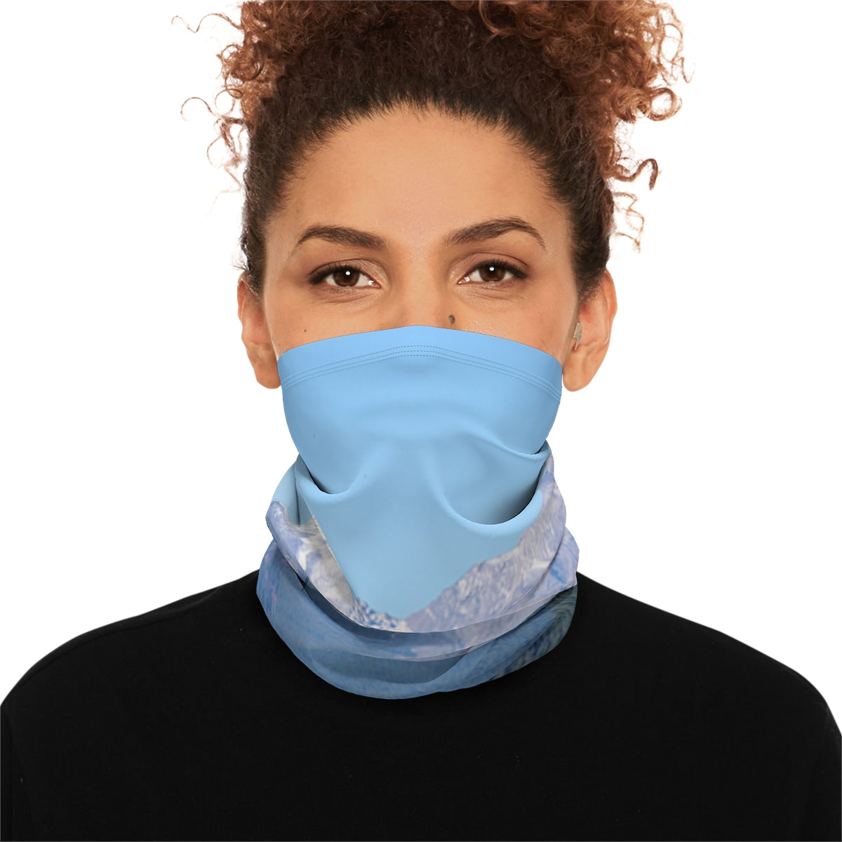 Stylish Blue Mountain Neck Gaiter for Outdoor Activities