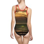 Vibrant Sunset Beach Scene One-Piece Swimsuit