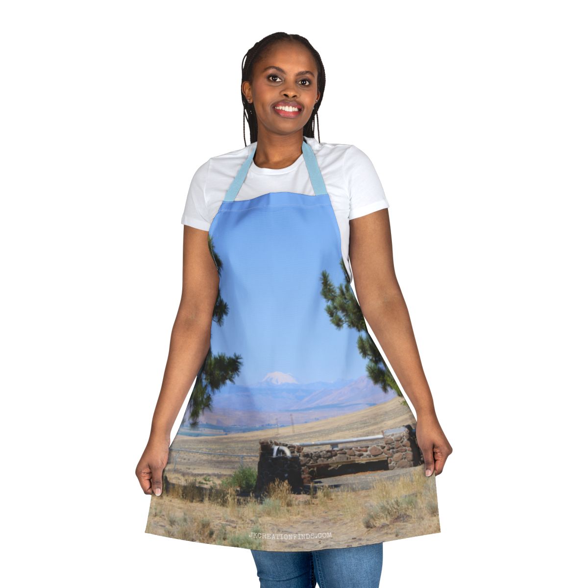 Scenic Landscape Apron with Mountain and Trees Design