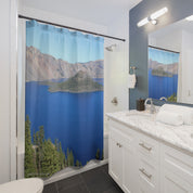 Scenic Lake and Mountain View Shower Curtain Produkt