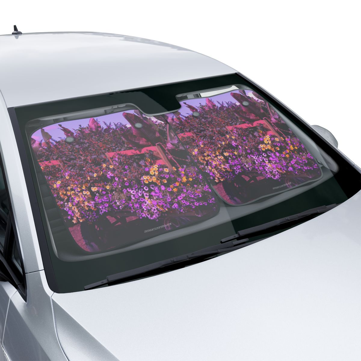 Vibrant Floral Pattern Printed Car Sunshade Accessory