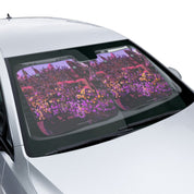 Vibrant Floral Pattern Printed Car Sunshade Accessory