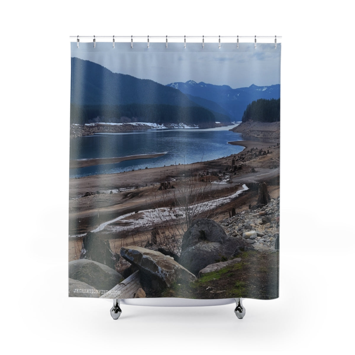 Majestic Mountain River Scene Shower Curtain