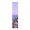 Lavender gradient scarf with ocean and green leaves detail.
