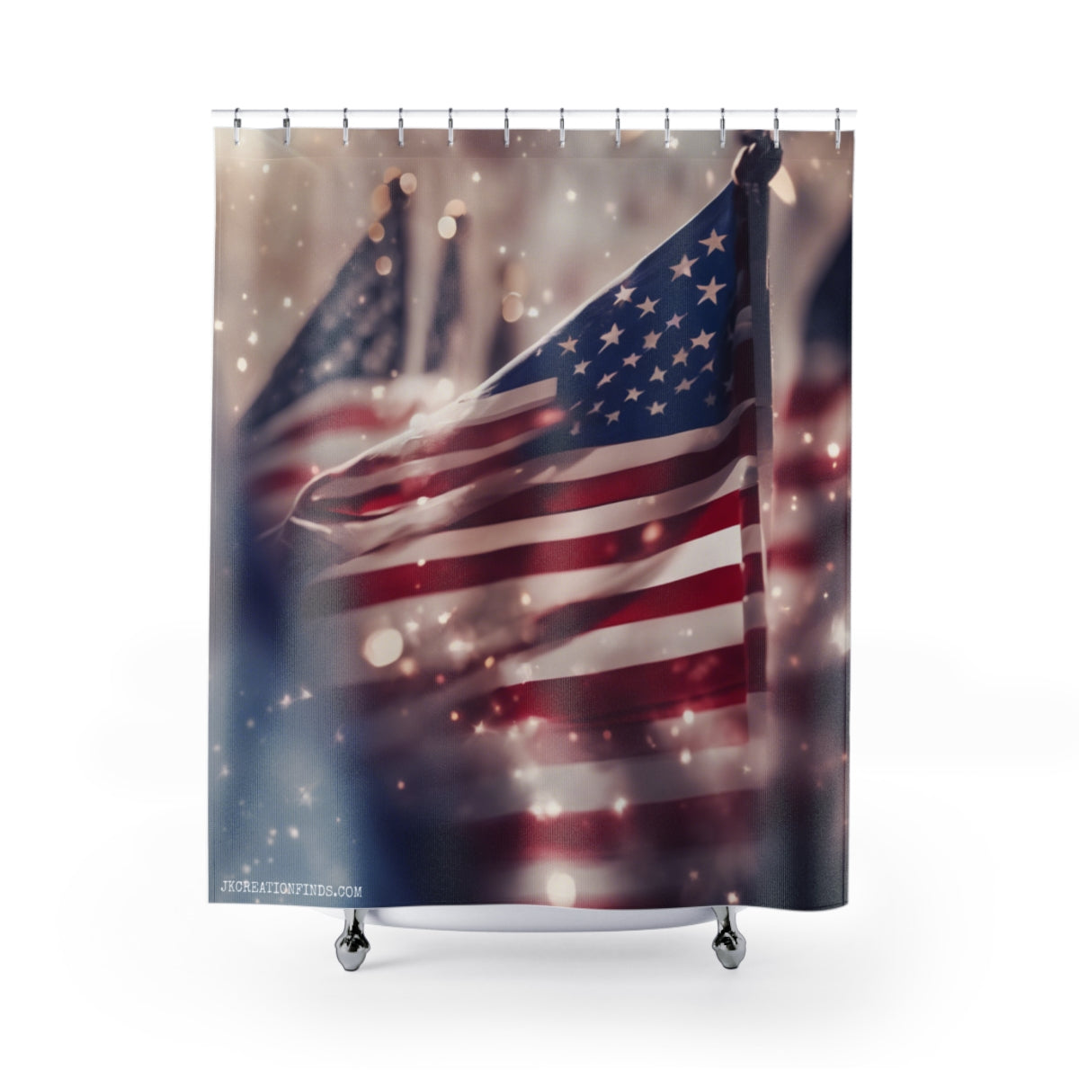American Flag with Sparkling Lights Shower Curtain