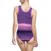 Ocean Waves Purple and Pink Design Swimsuit