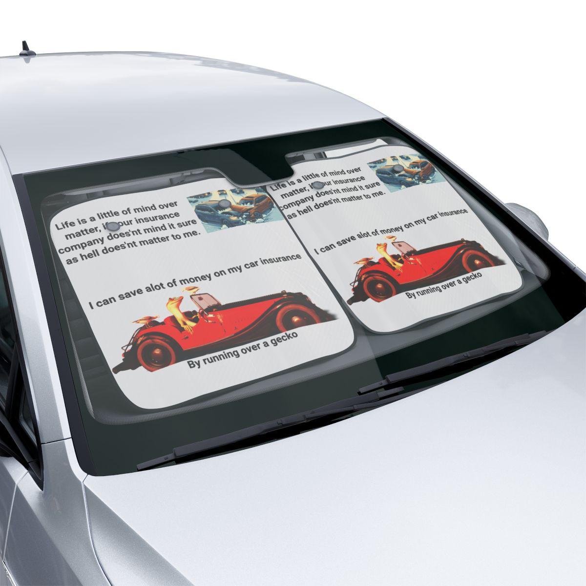 Humorous Gecko Insurance Quote Car Sunshade