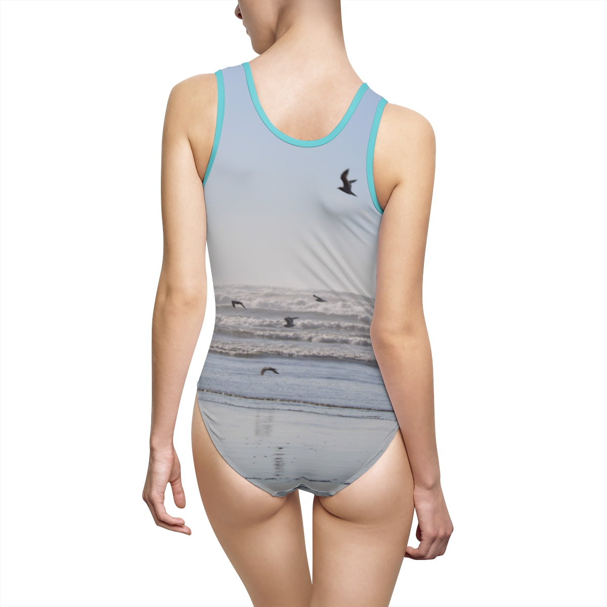 Seaside Birds Print One-Piece Women's Swimsuit