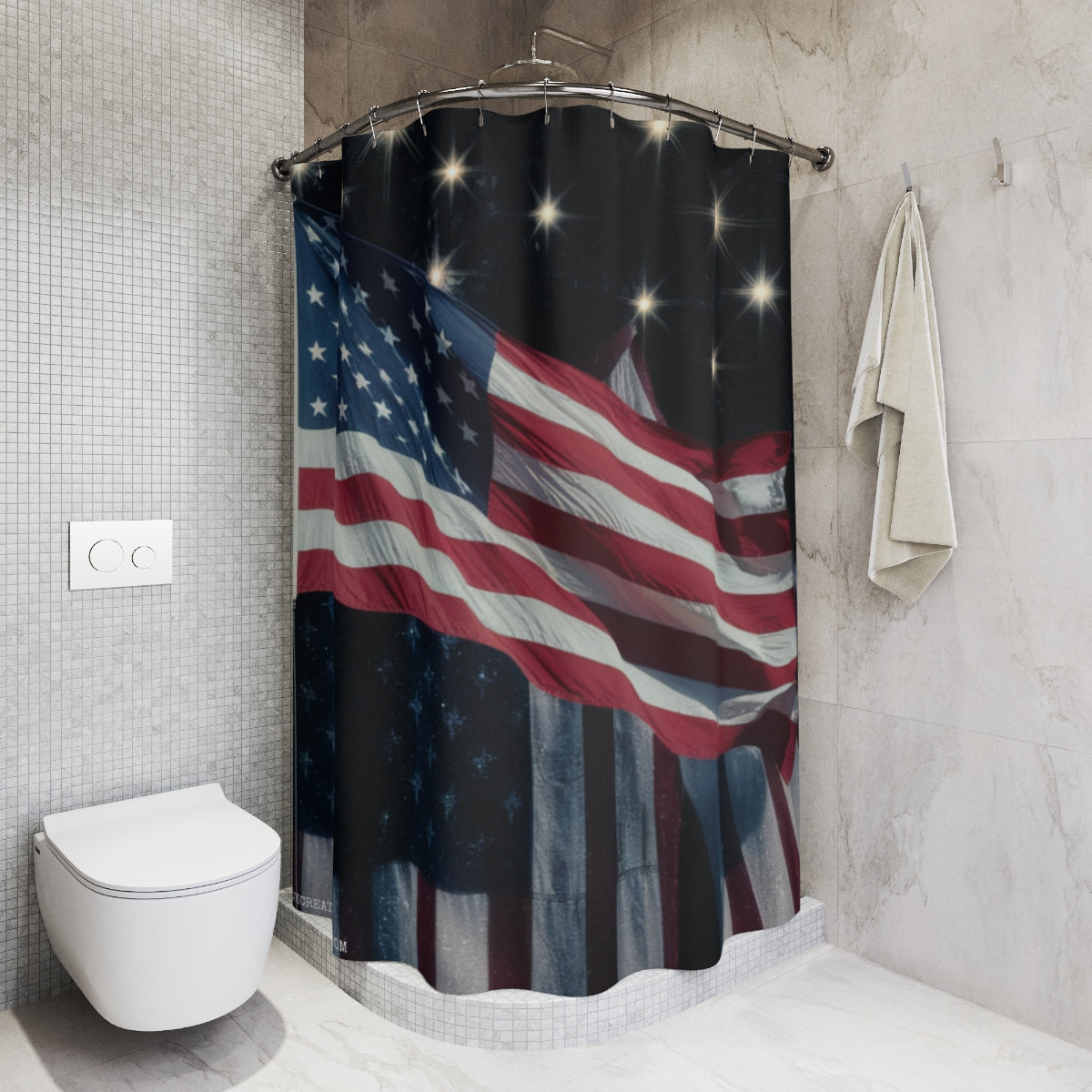 American Flag Themed Shower Curtain for Patriotic Decor