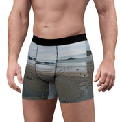 Men's boxer briefs with a beach scene print.