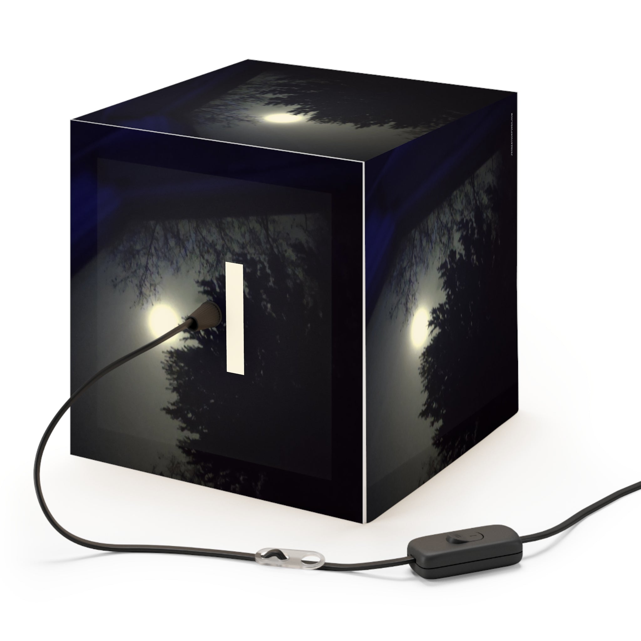 Moonlit forest scene glowing cube ambient product type