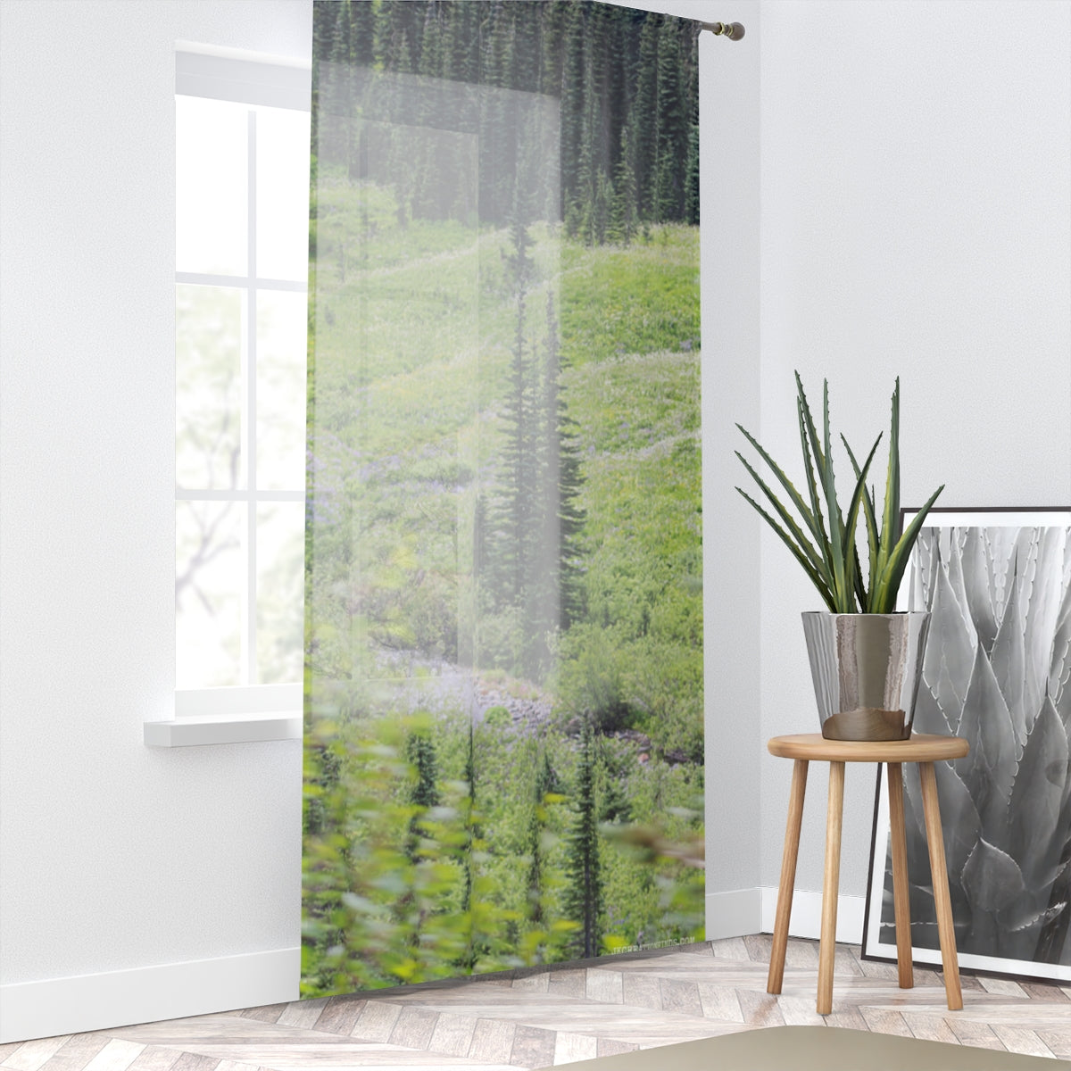 Meadow Window Curtains, Mountain Scene Curtains, Nature Inspired Decor, Forest Landscape, Peaceful Home Decor, Scenic View Curtains