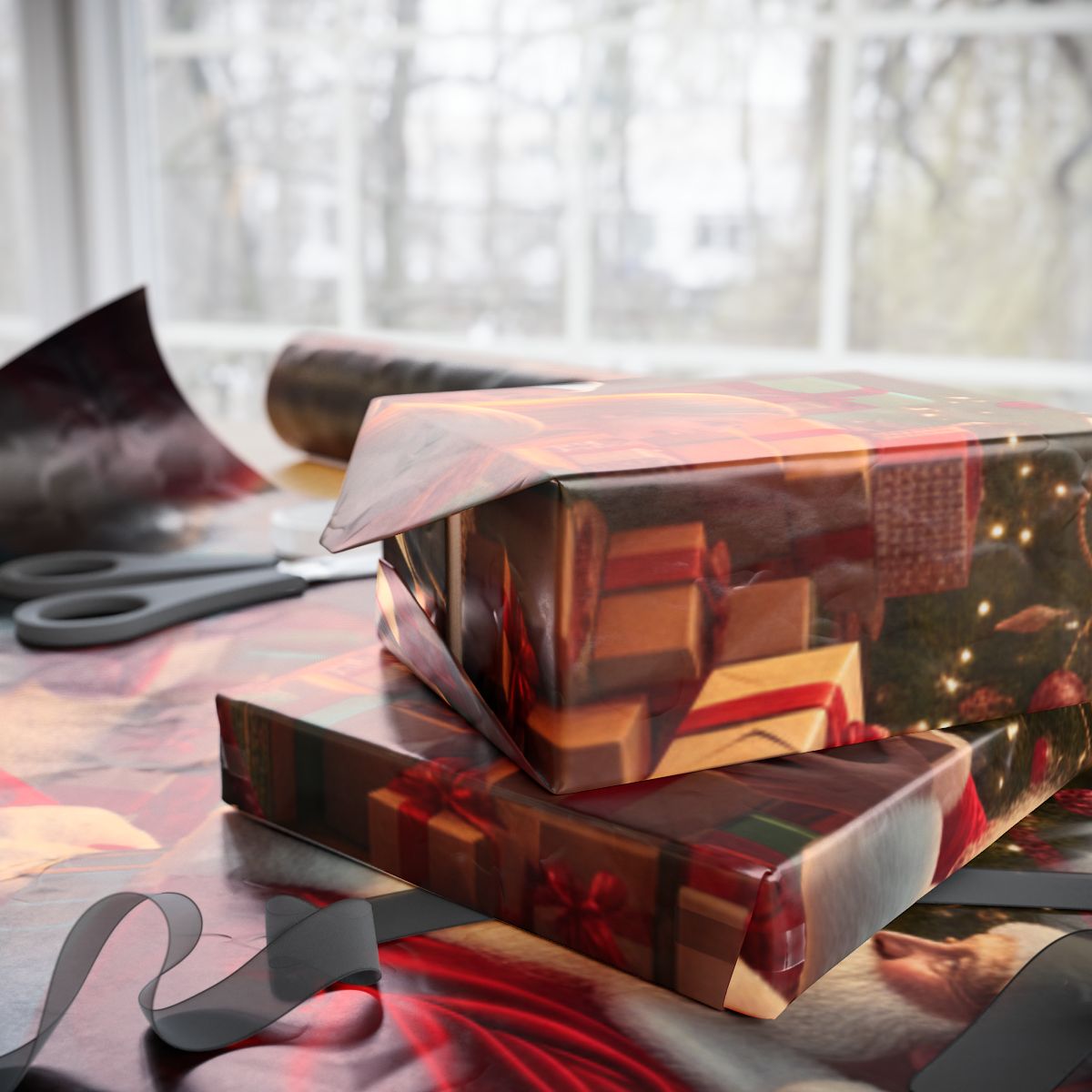 Santa and Gifts Holiday Wrapping Paper product