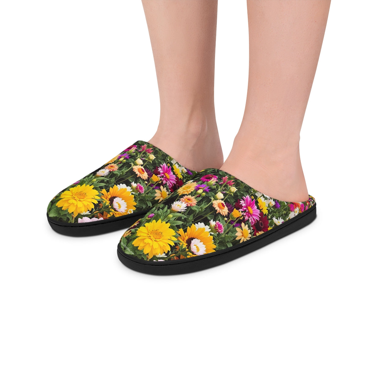 Vibrant Floral Print Indoor Outdoor Slip-On Slippers