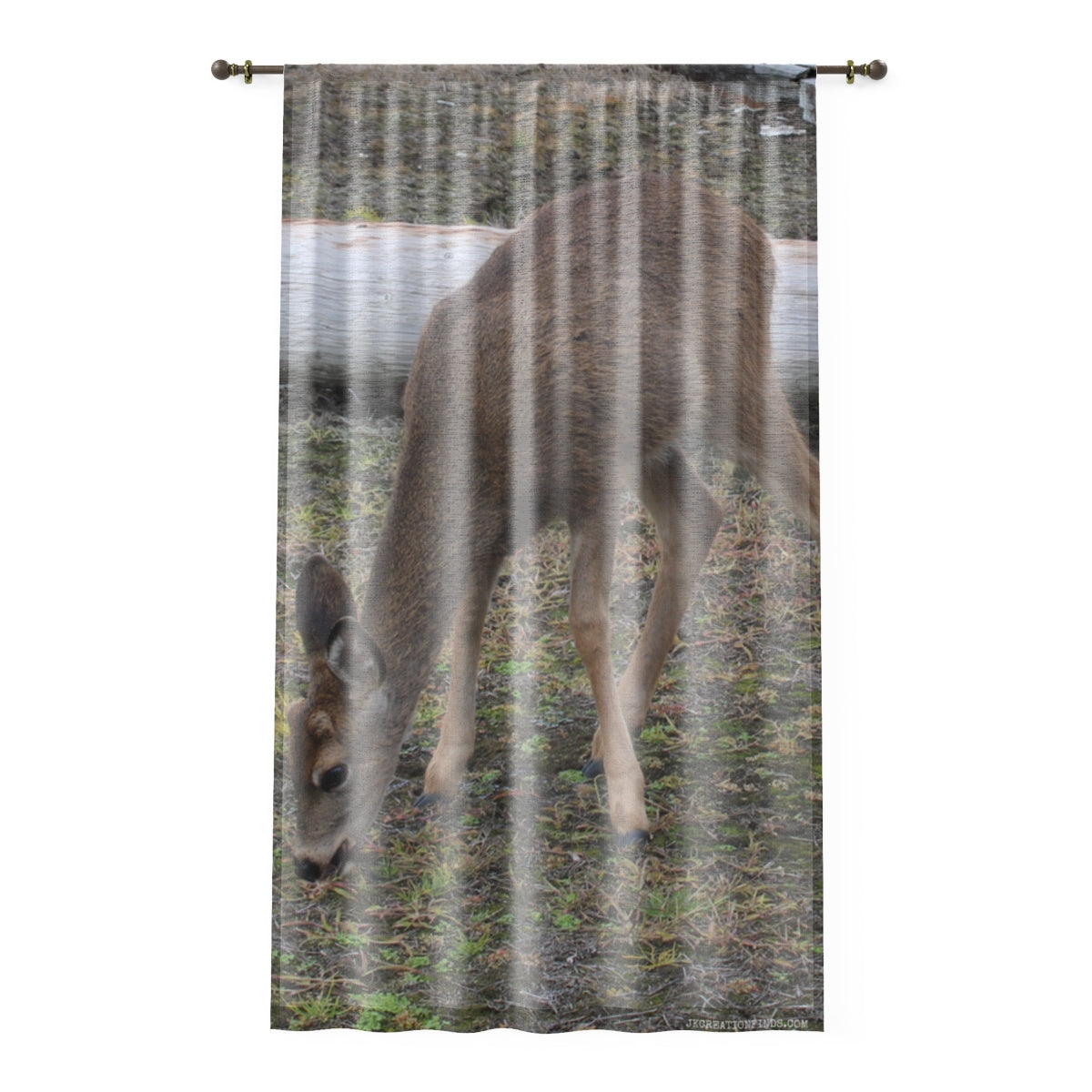Peaceful Deer Grazing Scenic Curtain Drapes