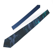 Elegant Blue Waves and Night Sky Design Tie