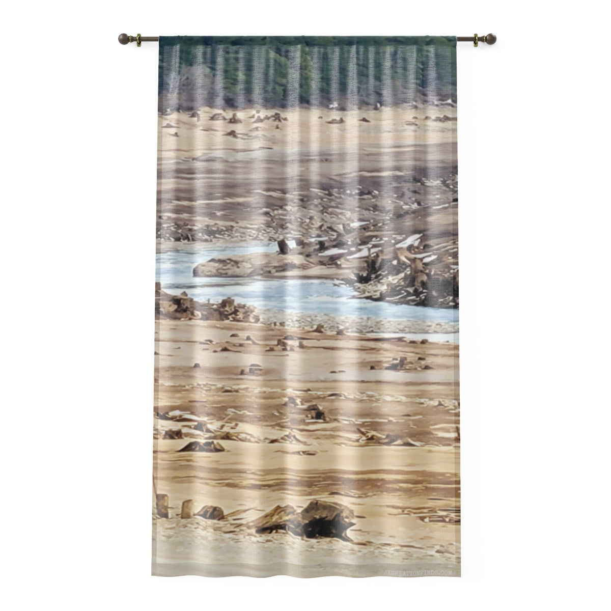 Deforested Landscape Window Curtain, River Stump Decor, Nature Window Covering, Rustic Cabin Home Decor, Eco Friendly Room Darkening