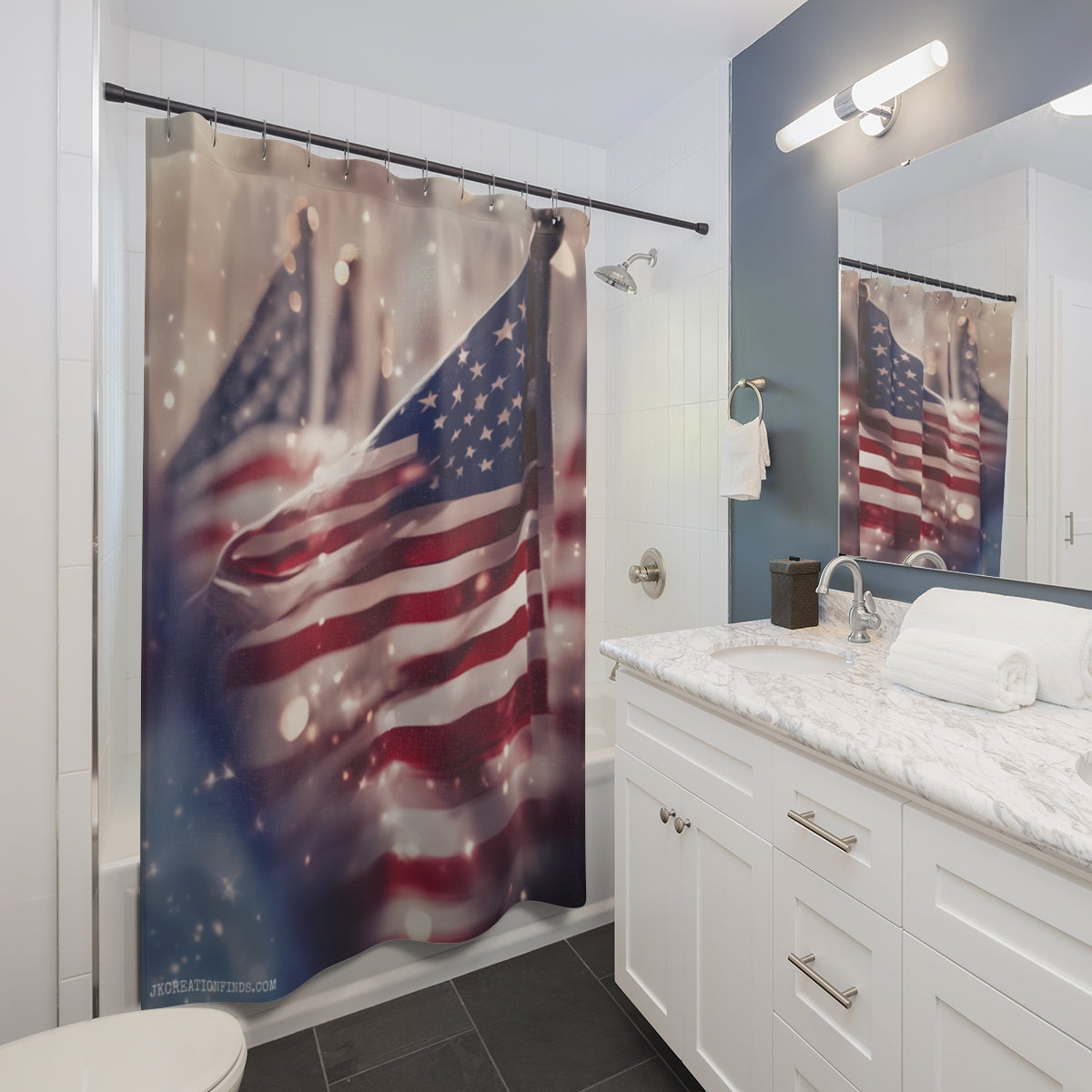American Flag Shower Curtain for Patriotic Bathroom Decor
