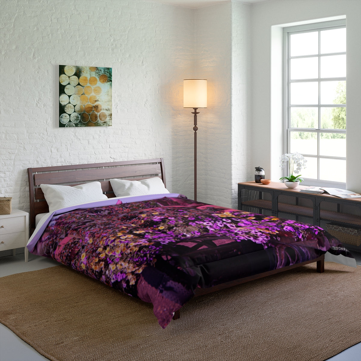 Purple Floral Design Comforter for Elegant Bedrooms