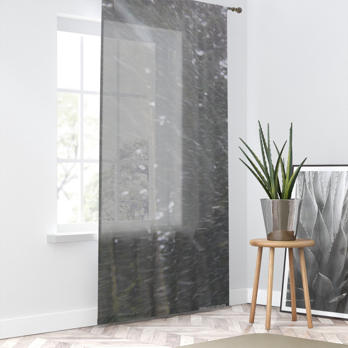 Snowfall Window Curtain, Winter Scene, Abstract Landscape, Nature Photography, Home Decor, Cozy Living, Stylish Drapes, Unique Gift