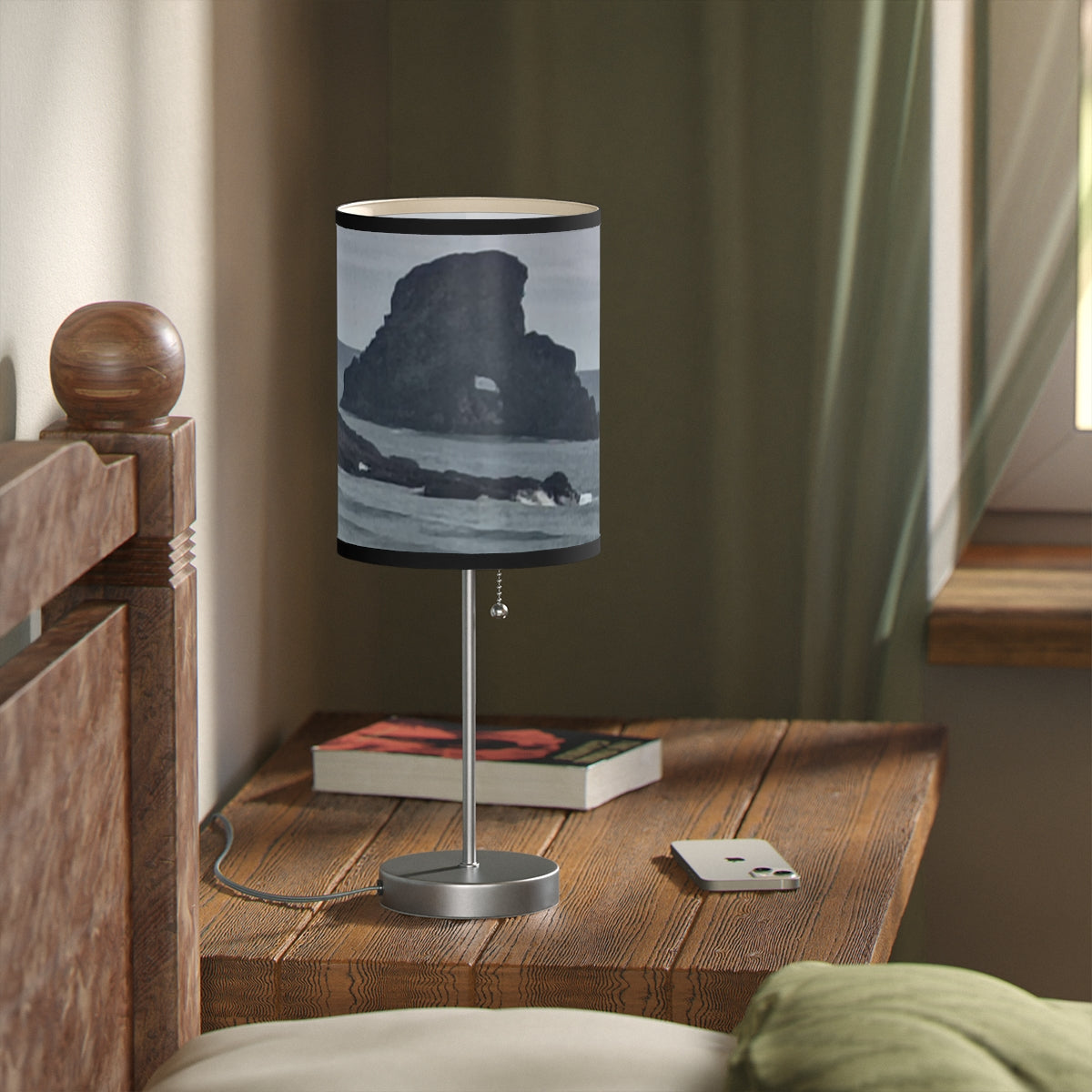 Coastal Rock Scene Table Lamp for Bedroom Decor