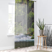 River Window Curtain, Nature Landscape Home Decor, Water Flowing Sunlight, Forest Scene Drape, Scenic View Window Covering, Indoor Outdoor