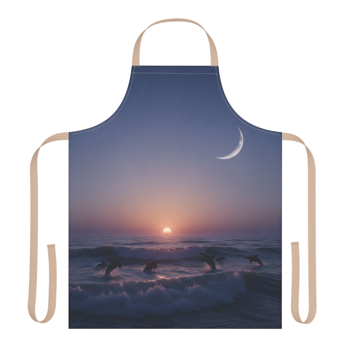Sunset Dolphins and Crescent Moon Apron