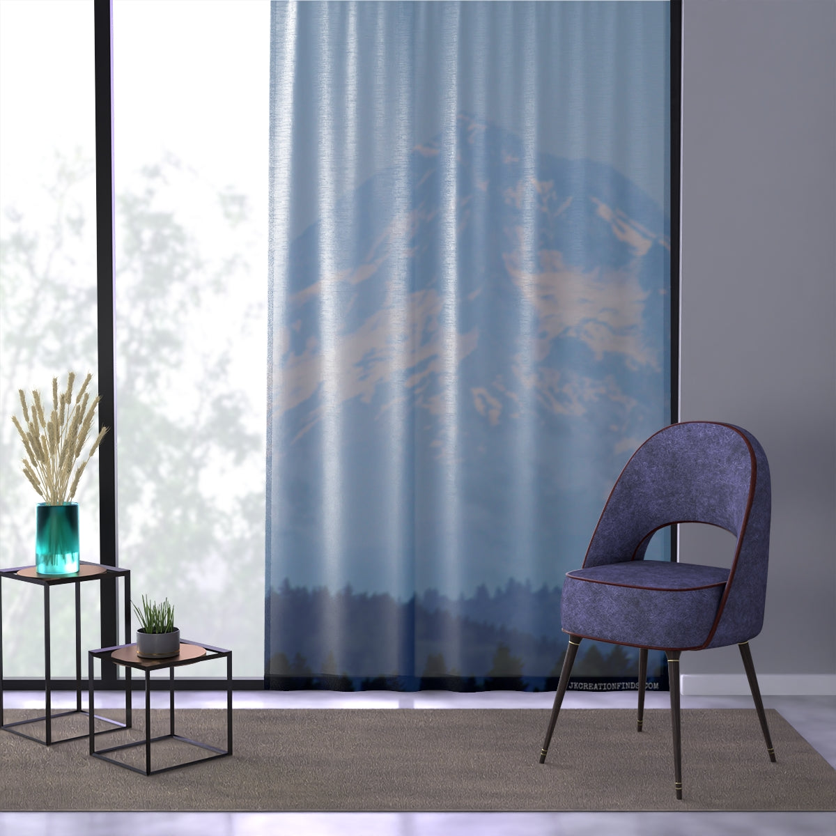 Scenic Mountain View Blue Curtains for Elegant Home Decor