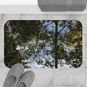 Nature Lake View Through Trees Bath Mat