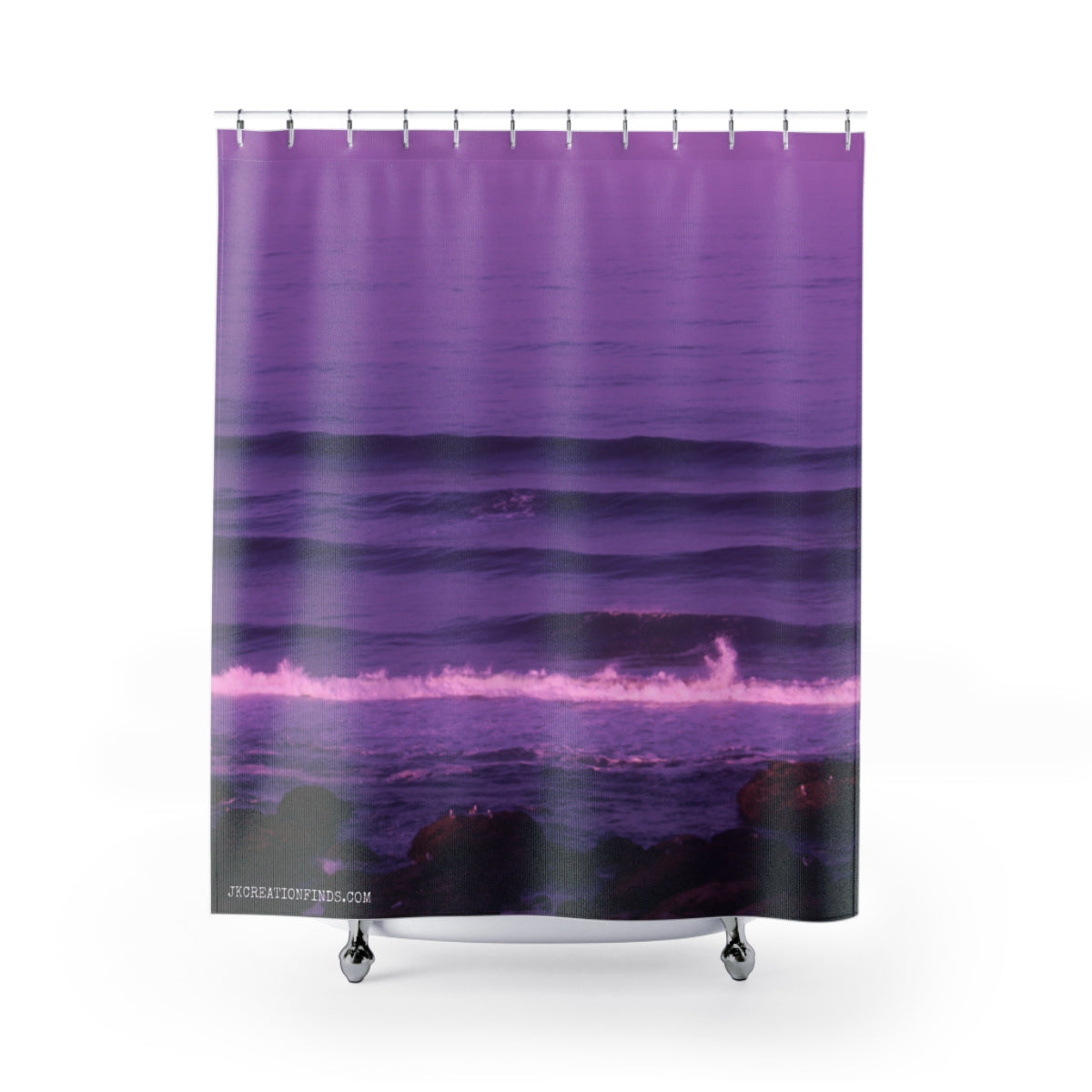 Purple Ocean Waves Scenic Shower Curtain